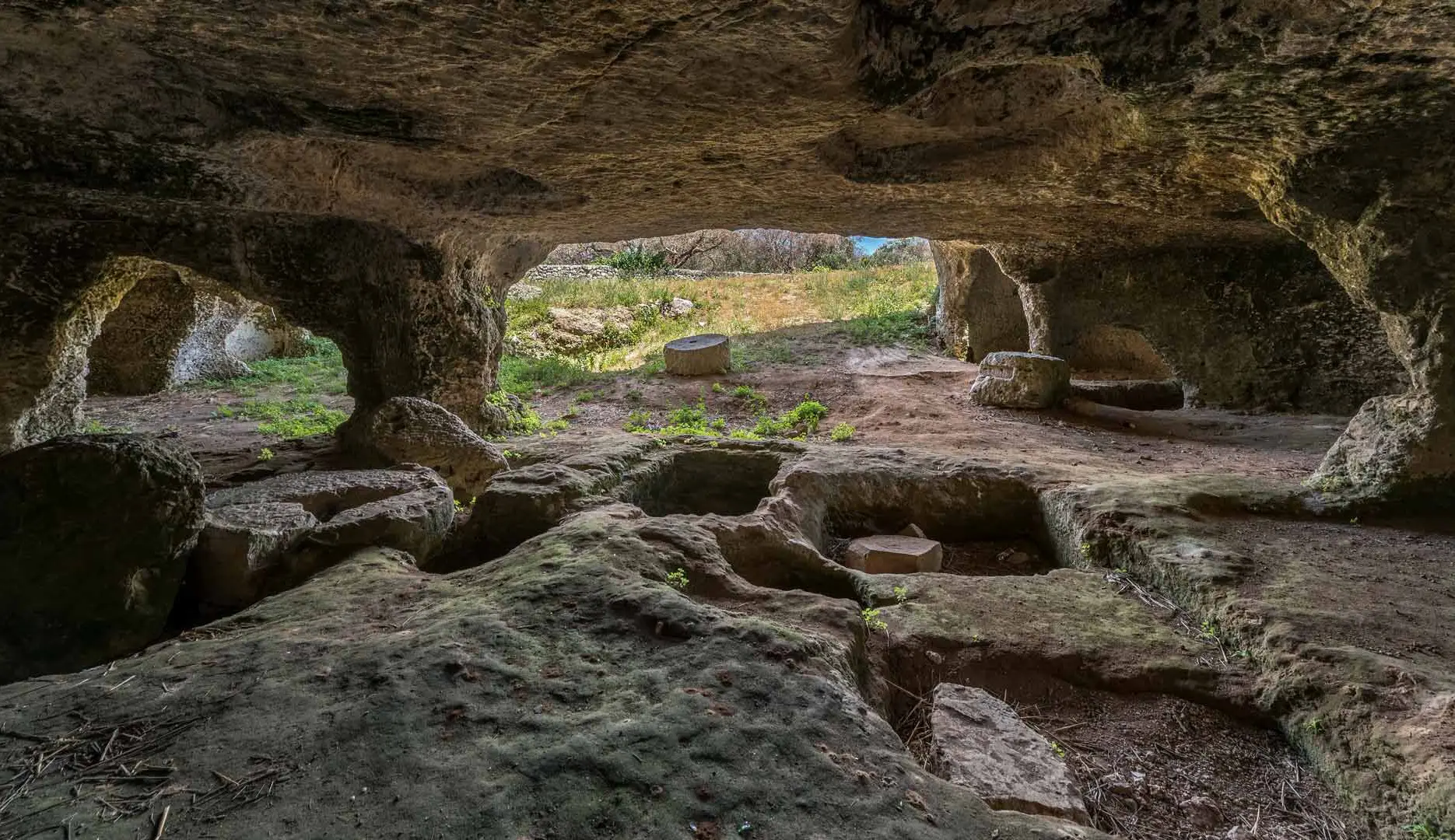 The ancient rock settlement and caves at the Insediamento Rupestre di Macurano.