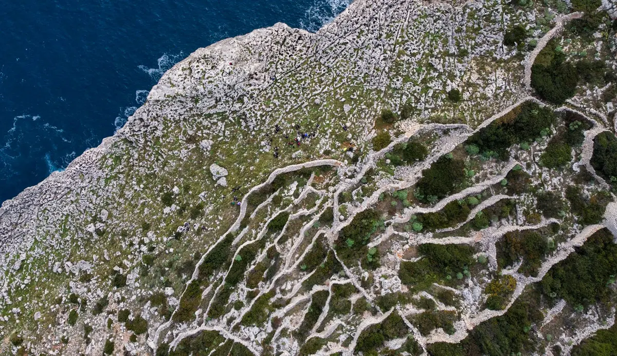 Scenic view along the Sentiero delle Mannute hiking trail in Salento.