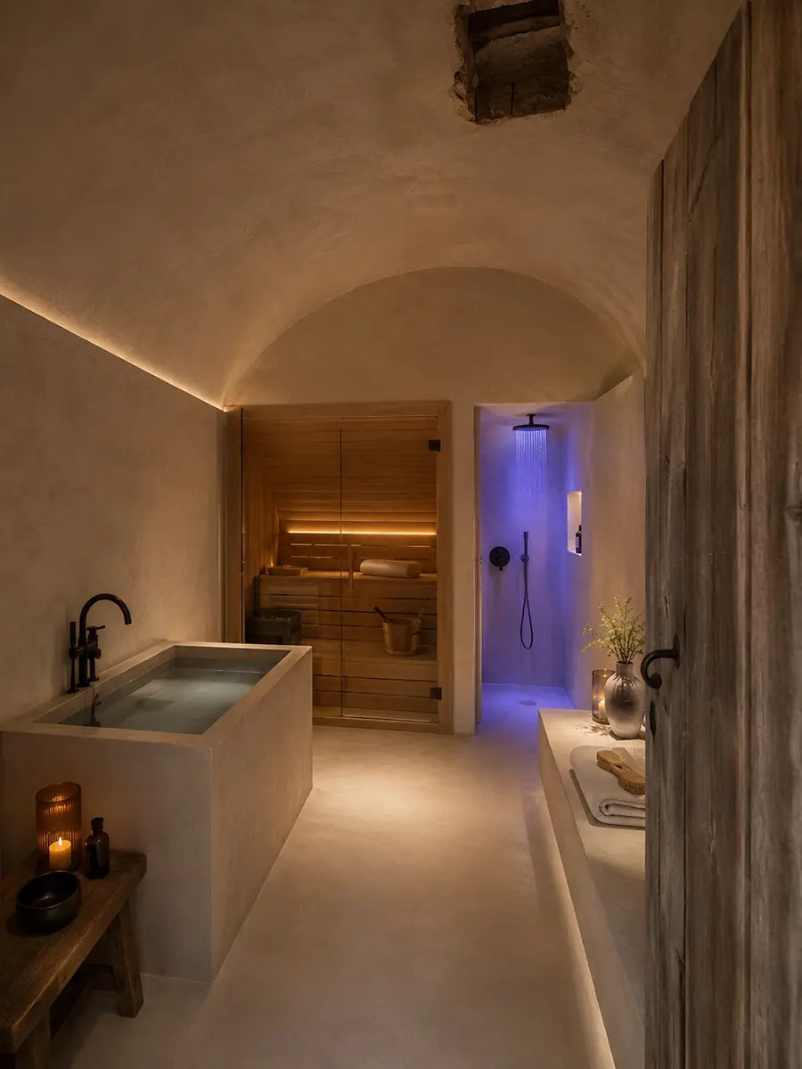 Private indoor wellness and spa area for deep relaxation at the estate.